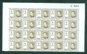 Greenland. 1973. Mnh 20-Plate Block  # G 004. 60 Ore Queen. Sc # 88.Engr. Slania