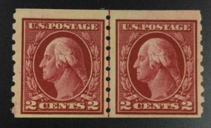 MOMEN: US STAMPS #413 LINE PAIR MINT OG VLH $275 LOT #75040*