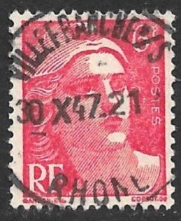 FRANCE 1945-47 6fr Crimson Rose Marianne Issue Sc 544 VFU