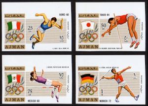 Ajman Mi #1210B-1213B  mnh - 1971 Olympic games - summer - imperf - low values