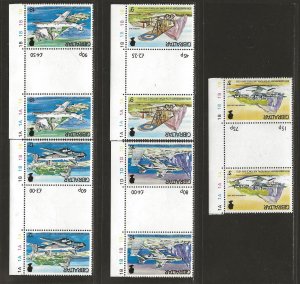 GIBRALTAR  SC# 369-73 GUTTER PAIRS   FVF/MNH