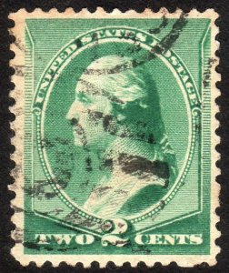 1887 US, 2c, Washington, Used, Well centered, Sc 213