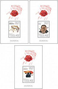 Togo - Spanish Artist Salvador Dali Paintings - 3 Stamp Set - 20H-700