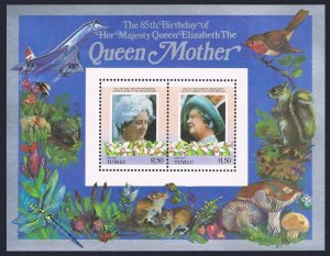 Tuvalu Niutao 42-43,MNH.Michel Bl.2-3. Queen Mother,85th birthday,1985.Fauna.