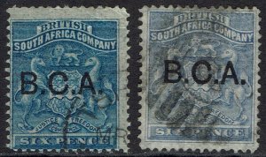 BRITISH CENTRAL AFRICA 1891 ARMS 6D BOTH SHADES USED