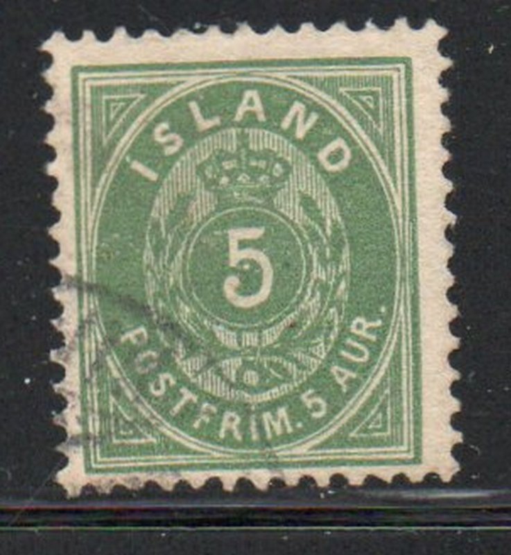 Iceland  Sc 24 1896 5 aur green stamp used