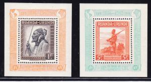 Ruanda-Urundi 1941 72a, 76a, 77a, & 83a Small Sheets  Belgian Post VF/NH/Mint