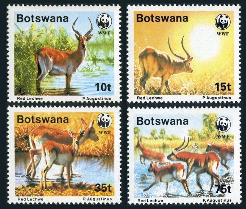 Botswana 432-435, hinged. Michel 431-434. WWF 1988. Red Lechwe, Kobus Leche.