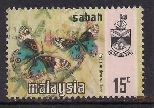 Malaysia SABAH 1971 15ct Butterflies .(E919 )