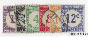 Straits Settlements Sc #J1-J6 set of 6 dues used VF