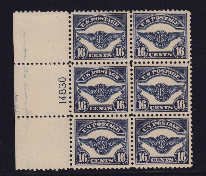 C5 VF lightly hinged plateblock of 6 with nice color scv $ 1400 ! see pic !