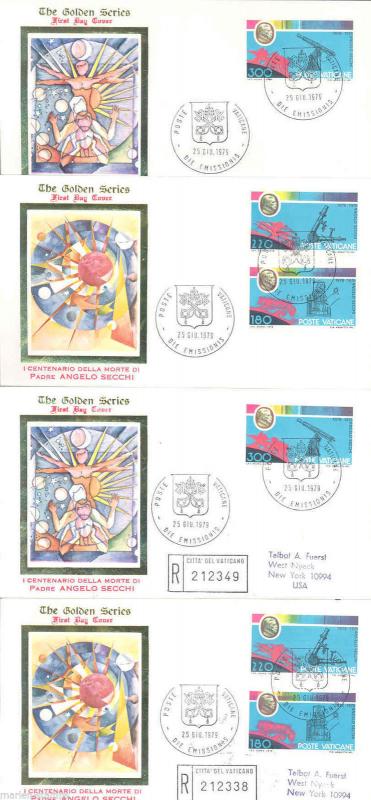 VATICAN CITY FATHER SECCHI  LOT OF  FOUR    FIRST DAY COVERS  SC #564/66 