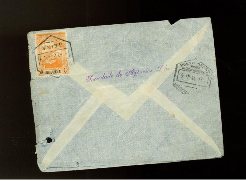 1944 Beira Mozambique cover to USA Uncensored