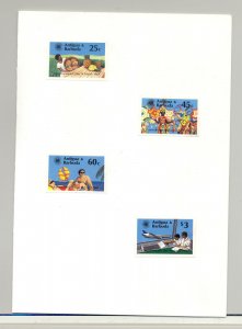 Antigua #694-697 Food, Costumes, Sailboat 4v Imperf Proofs in Folder