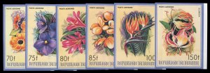 Burundi #C289-294 Cat$98 (for perf. set), 1986 Flowers, imperf. set, never hi...