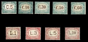 San Marino #J1-9 Cat$196.75, 1897-1920 Postage Due, complete set, hinged