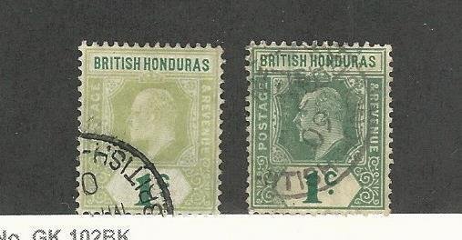 British Honduras, Postage Stamp, #58, 62 Used, 1902-04