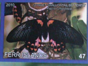 ​FERR ISLAND STAMP-2010 COLORFUL BEAUTIFUL LOVELY BUTTERFLY MNH MINI SHEET-VF