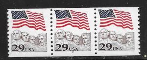 United States 2523 Flag Over Mt. Rushmore PNC Strip of 3 Plate 2 MNH