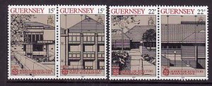 Guernsey-Sc#348-51- id8-unused NH set-Europa-Modern Architecture-1987-