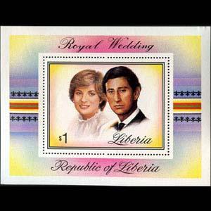 LIBERIA 1981 - Scott# 900 S/S Royal Wedding NH