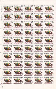 US Stamp 1989 25c Christmas Sleigh 50 Stamp Sheet #2428