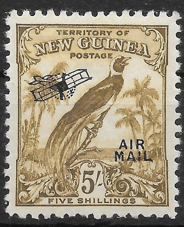 NEW GUINEA SG201 1932 5/= OLIVE-BROWN AIR STAMP MTD MINT* 