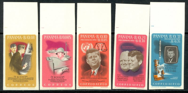 PANAMA 1965 JOHN F KENNEDY IMPERF DIFFERENT COLORS Set Sc 461-461D var MNH