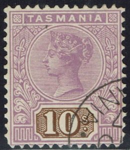 TASMANIA 1906 QV TABLET 10/- WMK CROWN/A PERF 12½ USED 