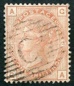 SG151 1/- Orange-brown Wmk Spray used in Constantinople (C)