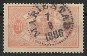 60907 - SWEDEN - STAMPS:  FACIT # TJ 18  USED postmarked MARIESTAD - NICE!