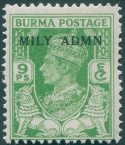 Burma 1945 9p yellow-green Military Administration SG38 unused