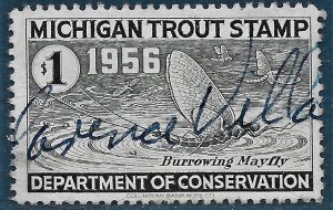 US 1956 MI Trout Stamp used