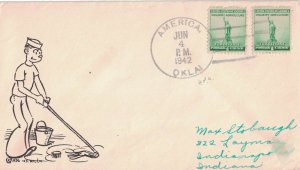4 Jun 1942 Patriotic Cover, Sailor Swabbing Deck, Lupton