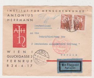 Austria Scott # C18 Airpost Mail Flight Vienna Cover to Berlin
