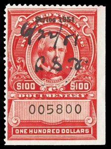 Scott R583 1951 $100.00 Dated Red Documentary Revenue Used F-VF