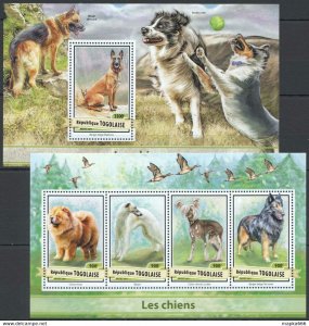 2017 Togo Dogs Domestic Animals Fauna #7979-2+Bl1407 ** Fd0543