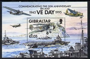 GIBRALTAR - 1995 - End of WWII, 50th Anniv - Perf Min Sheet - Mint Never Hinged