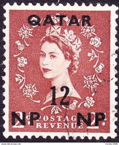 QATAR 1960 QEII 12p on 2d Light Red Brown SG23 FU