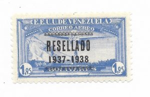 VENEZUELA 1937 OVERPRINTED RESELLADO 1937 1938 BLUE 1.95B SC C73 MINT HINGED