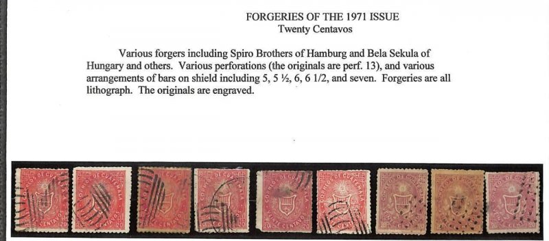 GUATEMALA #4 SPIRO SEKULA FORGERY USED STAMP GROUPING (x34) (1871) 