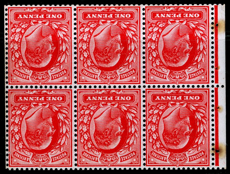 SG219 SPEC MB5a, 1d scarlet, NH MINT. Cat £250. 1d BOOKLET PANE. WMK INV