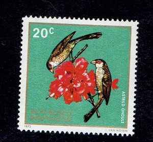 RWANDA SCOTT#457 1972 20c COMMON WAXBILL BIRD, HIBISCUS - MH