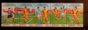 ROMANIA Sc 4108-9 NH STRIP OF 1996 - SOCCER WORLD CUP