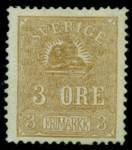 SWEDEN #13v (14A) 3ore bister, TYPE I, og, LH, quite scarce, VF, Facit $825.00