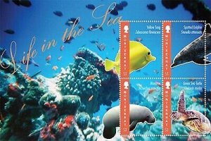 Montserrat - Sea Life, Turtle, Dolphin - 4 Stamp  Sheet MOT1205H