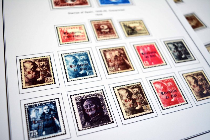 COLOR PRINTED IFNI 1941-1968 STAMP ALBUM PAGES (21 illustrated pages)