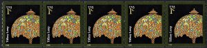 SC#3758A 1¢ Tiffany Lamp Plate Strip of Five: #S11111 (2008) MNH