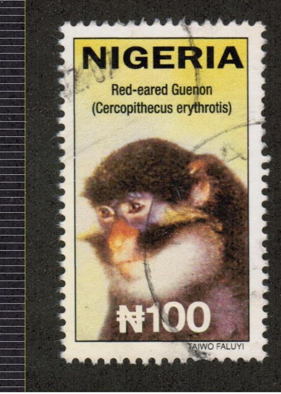 NIGERIA Sc# 737 USED FVF Red-eared Guenon