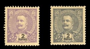 Portuguese Colonies, Portuguese India #221-222 Cat$46, 1900-3 2rp, two differ...